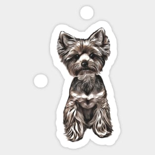 Cute Yorkie Yorkshire Terrier Illustration Sticker